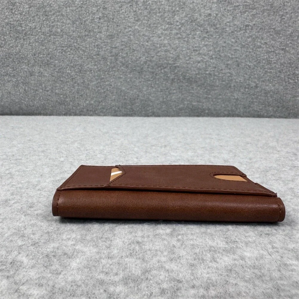 VULKIT Men's Slim Bifold Wallet Brown RFID Blocking Minimalist Card Holder